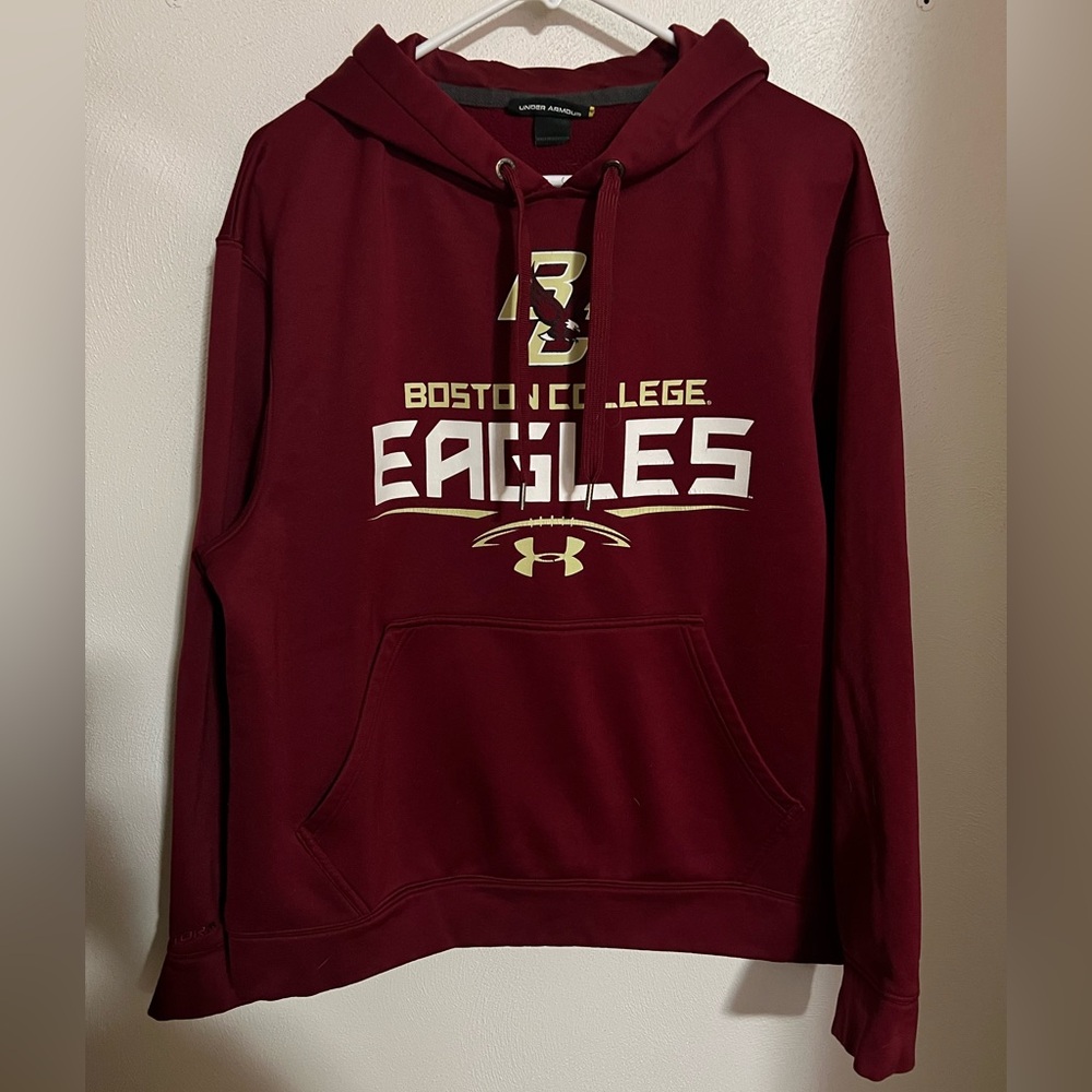 UNDER ARMOUR Boston College Eagles Loose Fit Hoodie Maroon Gold Men's Size M GUC